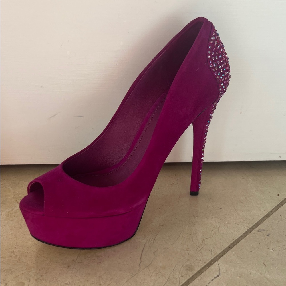 Brian Atwood Fuchsia Embellished Heels